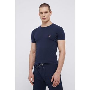 Tričko Emporio Armani Underwear pánske, tmavomodrá farba, s potlačou vyobraziť