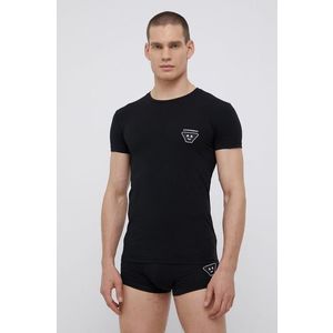 Pyžamo Emporio Armani Underwear pánske, čierna farba, s nášivkou vyobraziť