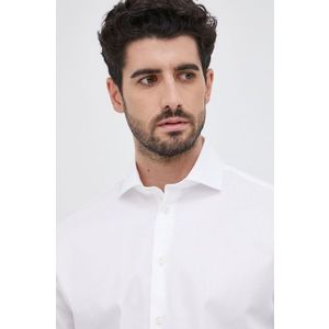 Bavlnená košeľa Selected Homme pánska, biela farba, regular, s talianskym golierom vyobraziť