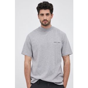 Bavlnené tričko Samsoe Samsoe šedá farba, jednofarebné vyobraziť