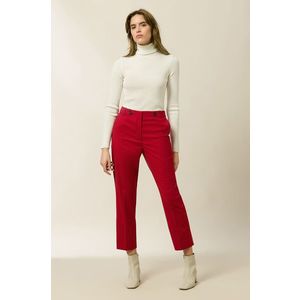 Nohavice Ivy & Oak dámske, červená farba, rovné, vysoký pás vyobraziť