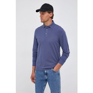 Tričko s dlhým rukávom Tommy Hilfiger pánske, fialová farba, jednofarebné vyobraziť