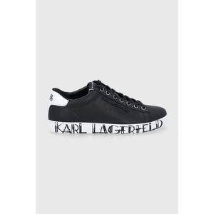 Kožená obuv Karl Lagerfeld čierna farba, na plochom podpätku vyobraziť