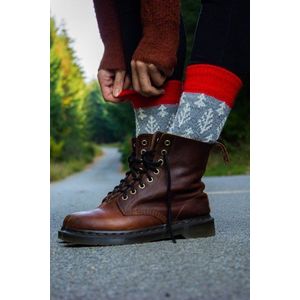 Sivo-červené ponožky s prímesou vlny Vlnáč Smrekočervený vyobraziť