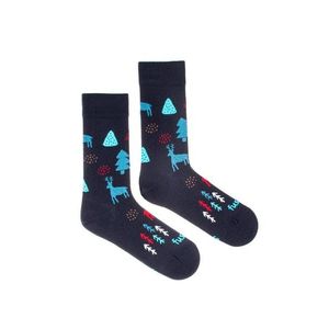 Tmavomodré vzorované ponožky Sviatočný les vyobraziť