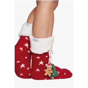 Bielo-červené zateplené ponožky 134070 vyobraziť