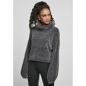 Urban Classics Ladies Short Chenille Turtleneck Sweater asphalt - S vyobraziť