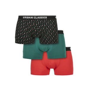 Urban Classics Organic X-Mas Boxer Shorts 3-Pack nicolaus aop+treegreen+popred - S vyobraziť