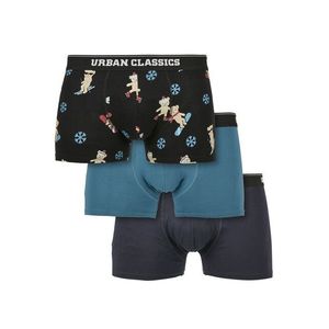 Urban Classics Organic X-Mas Boxer Shorts 3-Pack teddy aop+jasper+navy - S vyobraziť
