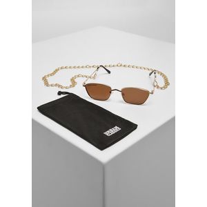 Urban Classics Sunglasses Kalymnos With Chain gold/brown - UNI vyobraziť