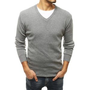 Šedý sveter s véčkovým výstrihom vyobraziť