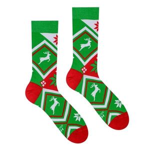 Zelené ponožky s vianočným motívom Nórsky vzor vyobraziť
