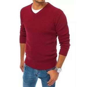 Elegantný bordový sveter s véčkovým výstrihom vyobraziť