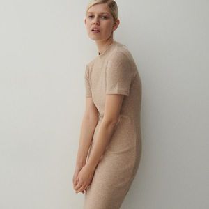 Reserved - Šaty z prúžkovaného úpletu - Béžová vyobraziť