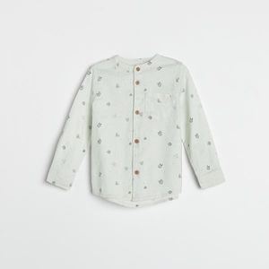 Reserved - Vzorovaná bavlnená košeľa - Svetlošedá vyobraziť