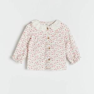 Reserved - Kvetinová bavlnená košeľa - Krémová vyobraziť