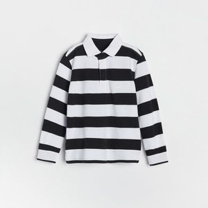 Reserved - Bavlnené tričko polo s dlhými rukávmi - Čierna vyobraziť