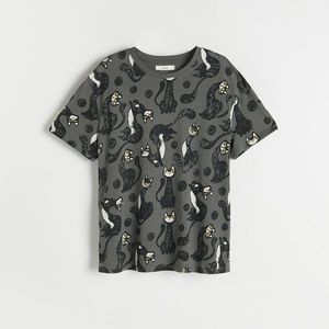 Reserved - Bavlnené tričko s potlačou - Šedá vyobraziť
