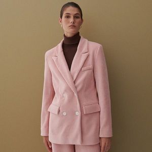 Reserved - Dvojradový žaketový kabátik - Ružová vyobraziť
