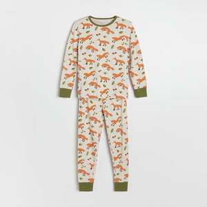 Reserved - Dvojdielne pyžamo s potlačou s motívom líšok - Béžová vyobraziť