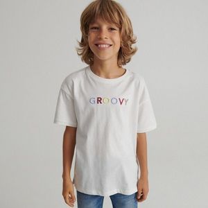 Reserved - Bavlnené tričko s vyšitým detailom - Krémová vyobraziť
