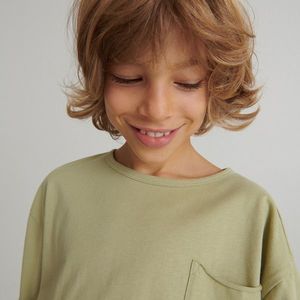 Reserved - Bavlnené tričko s vreckom - Zelená vyobraziť