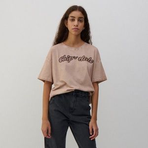 Reserved - Bavlnené tričko s potlačou - Béžová vyobraziť