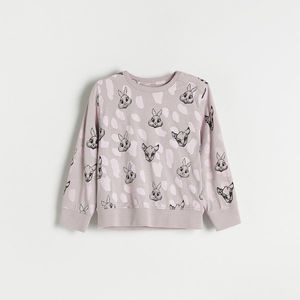 Reserved - Bavlnené tričko s dlhými rukávmi a potlačou Bambi - Svetlošedá vyobraziť