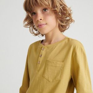 Reserved - Bavlnené tričko s dlhými rukávmi a gombíkmi - Hnědá vyobraziť