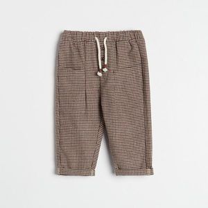 Reserved - Bavlnené pepitové nohavice - Béžová vyobraziť