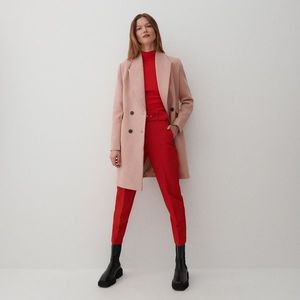 Reserved - Dvojradový vlnený kabát - Ružová vyobraziť