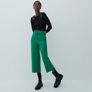 Reserved - Elegantné nohavice s opaskom - Zelená vyobraziť