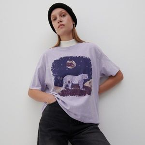 Reserved - Bavlnené tričko vo vypranom štýle - Purpurová vyobraziť