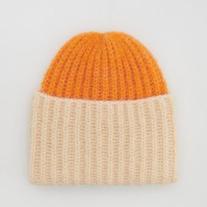 Reserved - Dvojfarebná čiapka beanie - Oranžová vyobraziť
