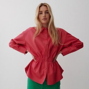 Reserved - Košeľa z imitácie kože - Ružová vyobraziť