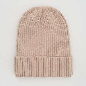 Reserved - Viskózová úpletová čiapka beanie - Béžová vyobraziť