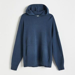 Reserved - Úpletový sveter s kapucňou - Modrá vyobraziť