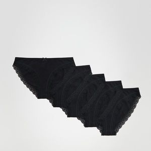 Reserved - Súprava 5 bavlnených nohavičiek - Čierna vyobraziť