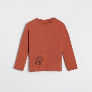 Reserved - Bavlnené tričko s vreckom - Červená vyobraziť