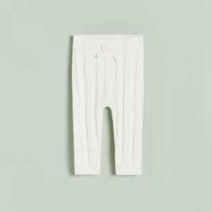 Reserved - Nohavice s ozdobným vzorom - Krémová vyobraziť