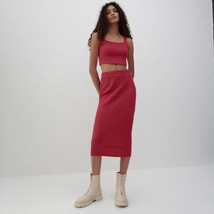 Reserved - Pletená midi sukňa - Ružová vyobraziť