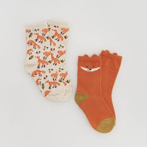 Reserved - Súprava 2 párov ponožiek z organickej bavlny s motívom líšok - Béžová vyobraziť