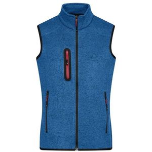 James & Nicholson Dámska vesta z pleteného fleecu JN773 - Královsky modrý melír / červená | XXL vyobraziť