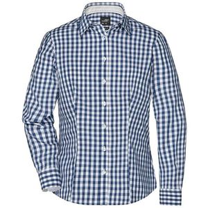 James & Nicholson Dámska kockovaná košeľa JN616 - Tmavě modrá / bílá | S vyobraziť
