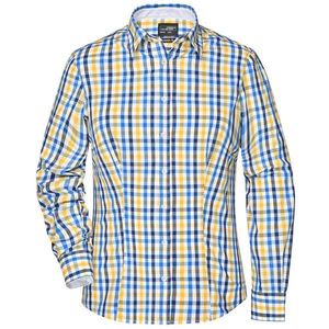 James & Nicholson Dámska kockovaná košeľa JN616 - Bílá / modrá / žlutá / bílá | XL vyobraziť