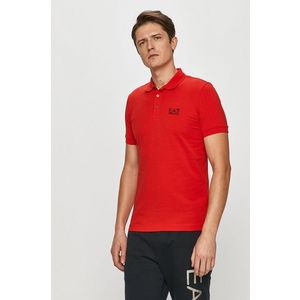 Polo tričko EA7 Emporio Armani pánske, červená farba, jednofarebné vyobraziť