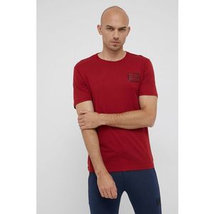 Tričko EA7 Emporio Armani pánske, červená farba, jednofarebné vyobraziť
