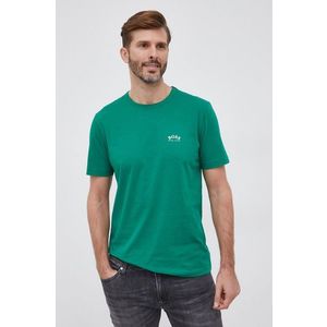 Bavlnené tričko Boss zelená farba, s potlačou vyobraziť