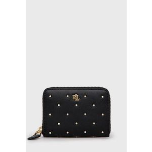Kožená peňaženka Lauren Ralph Lauren dámska, čierna farba vyobraziť