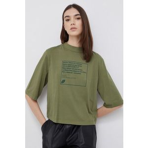 Bavlnené tričko Sisley zelená farba vyobraziť